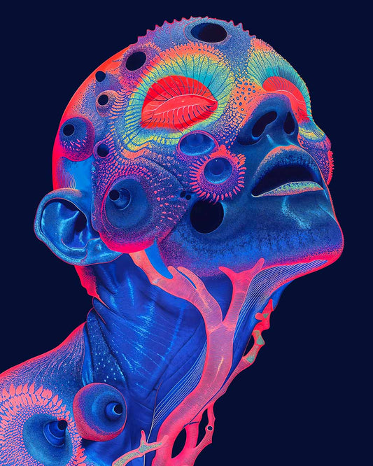 Psychedelic man looking up